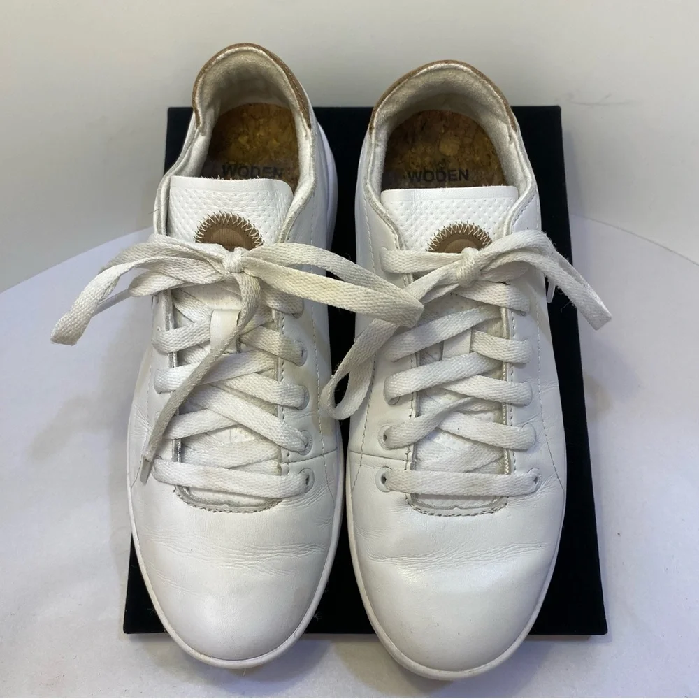 WODEN Leather Low Top Sneakers White Tan EU 36 US 5